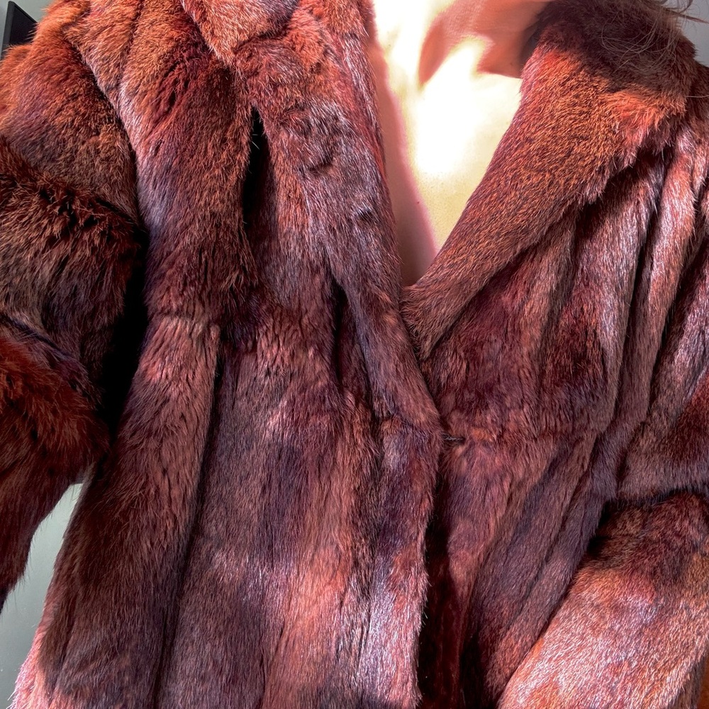 Mink Fur Coat in Rich Burgundy/brow tones